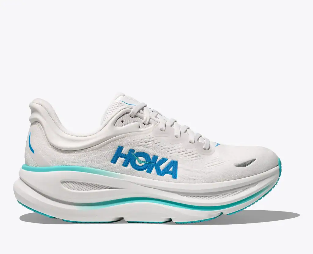 HOKA Bondi 9 Men’s Cushioned Road Running Shoe White Hoka Blue