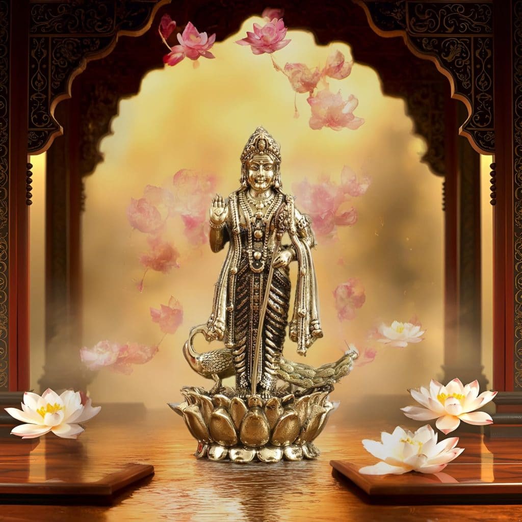 Lord Murugan Kartikeya Brass Statue