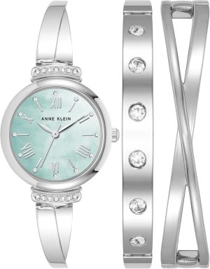 Anne Klein Women's Premium Crystal Accented Watch and Bracelet Set