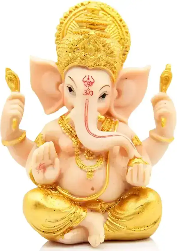Blessing A Colored Statue of Lord Ganesha