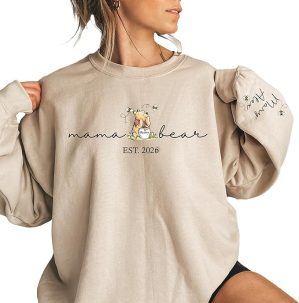 Personalized Mama Sweatshirt with Kid Name on Sleeve